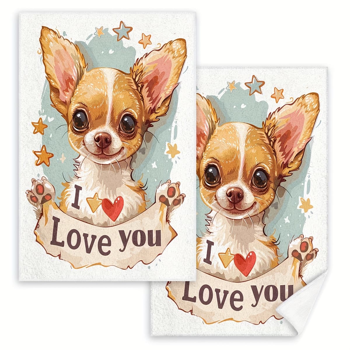 TEMU 2-pack Modern You Patterned Polyester Kitchen Towels, Machine Washable, Absorbent Animal Theme Hand/tea/dish Towels For Home Use