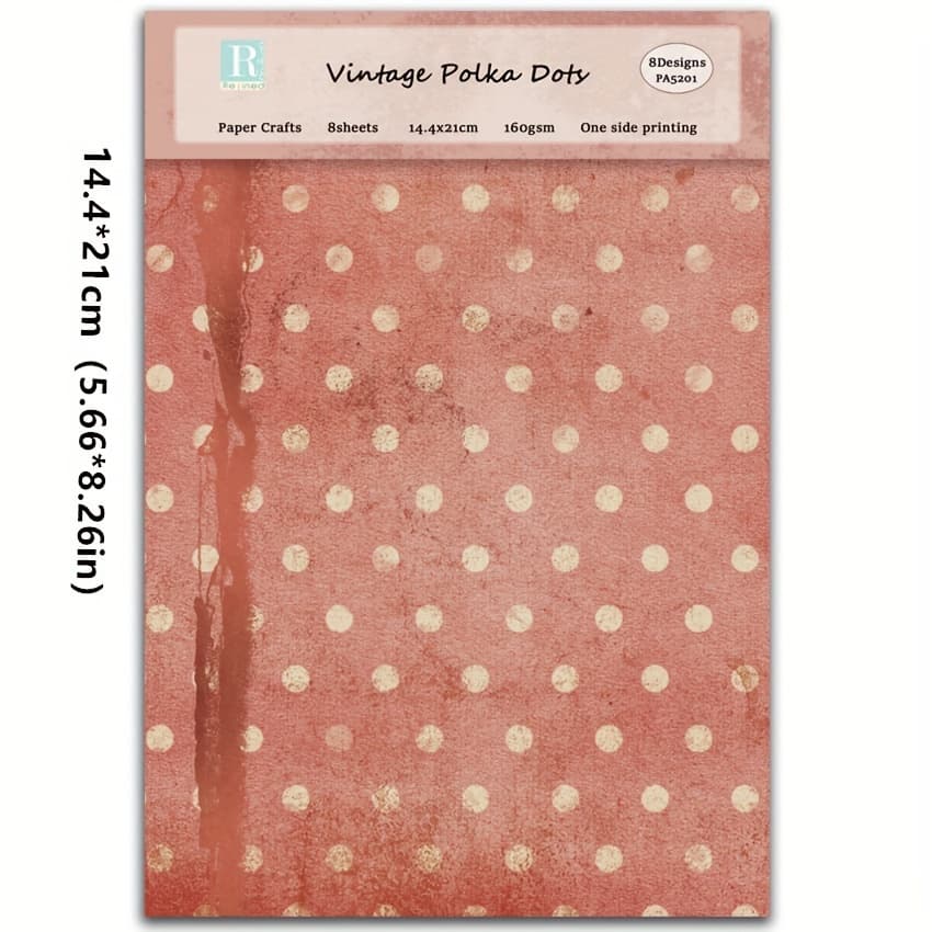 TEMU A5 Vintage Polka Dots 8pcs Paper Photo Album Hand Account Material Paper Card Production Background Paper Frame Background Paper