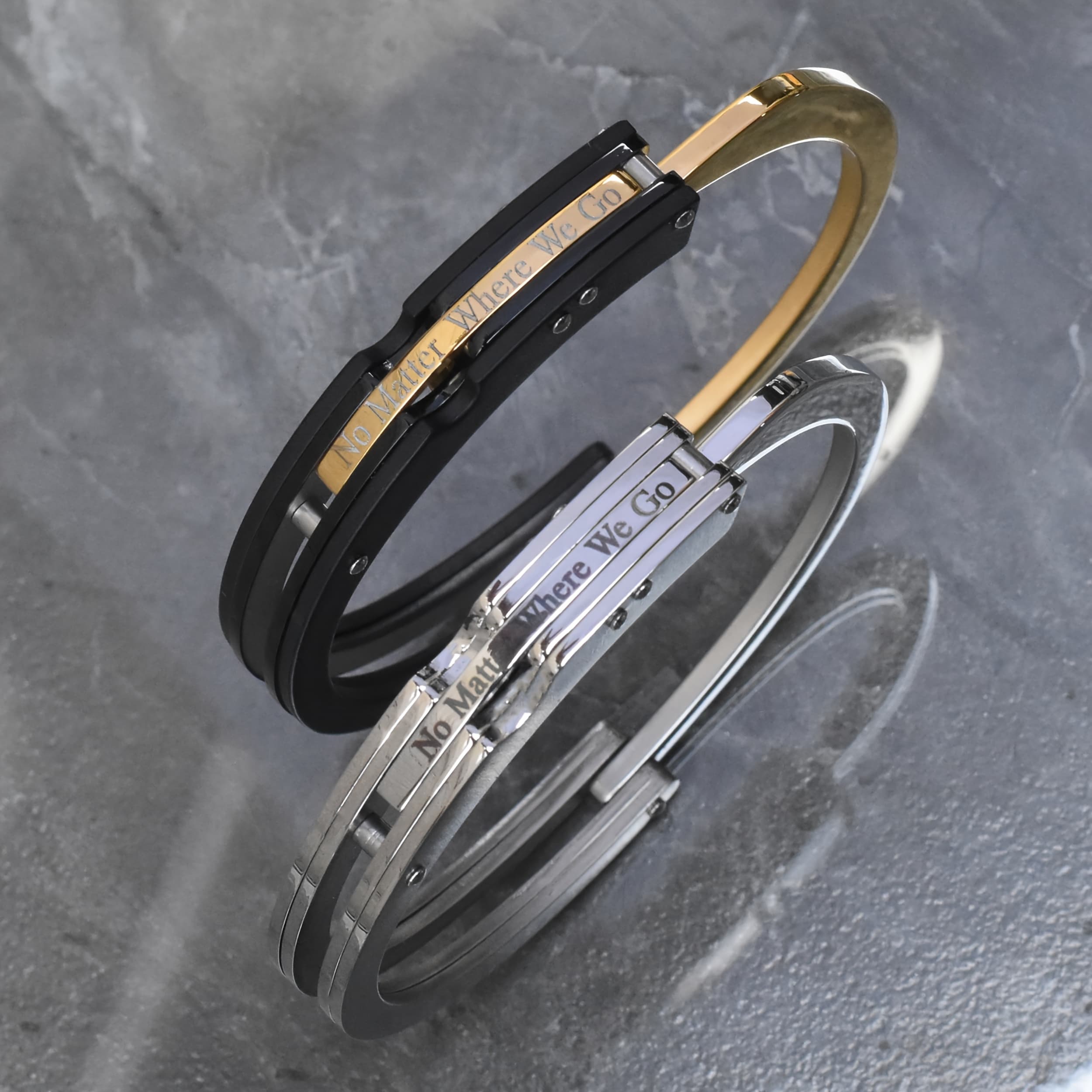 TEMU Couple Bracelets Set 304 304 Stainless Steel Men's Bangle Bangle Bracelet Couple Gift Christmas Gift For Boyfriend, A Couple Bangle Bangle Bracelet