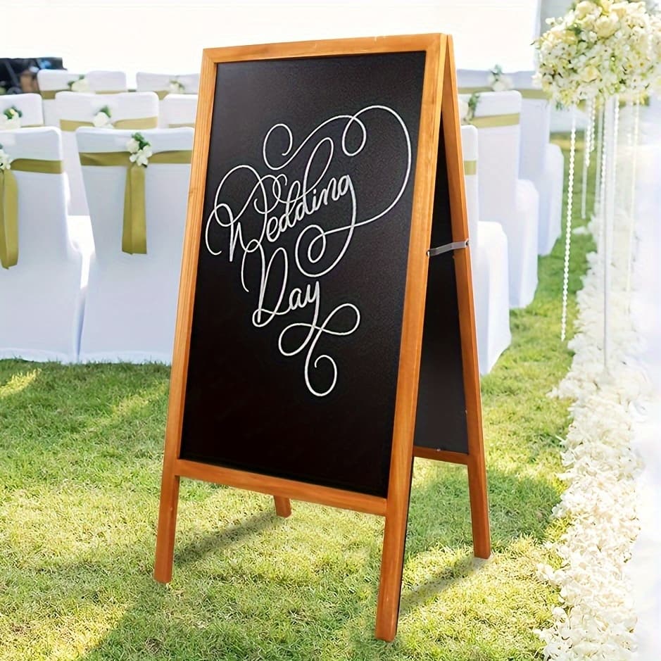TEMU Double-sided Drawing Painting Board Magnet Wooden Standing Writing Blackboard Chalkboard Restaurant Menu Display Sign For Coffee Shop Use Christmas Gift, 39 X20in Furniture For Shipping