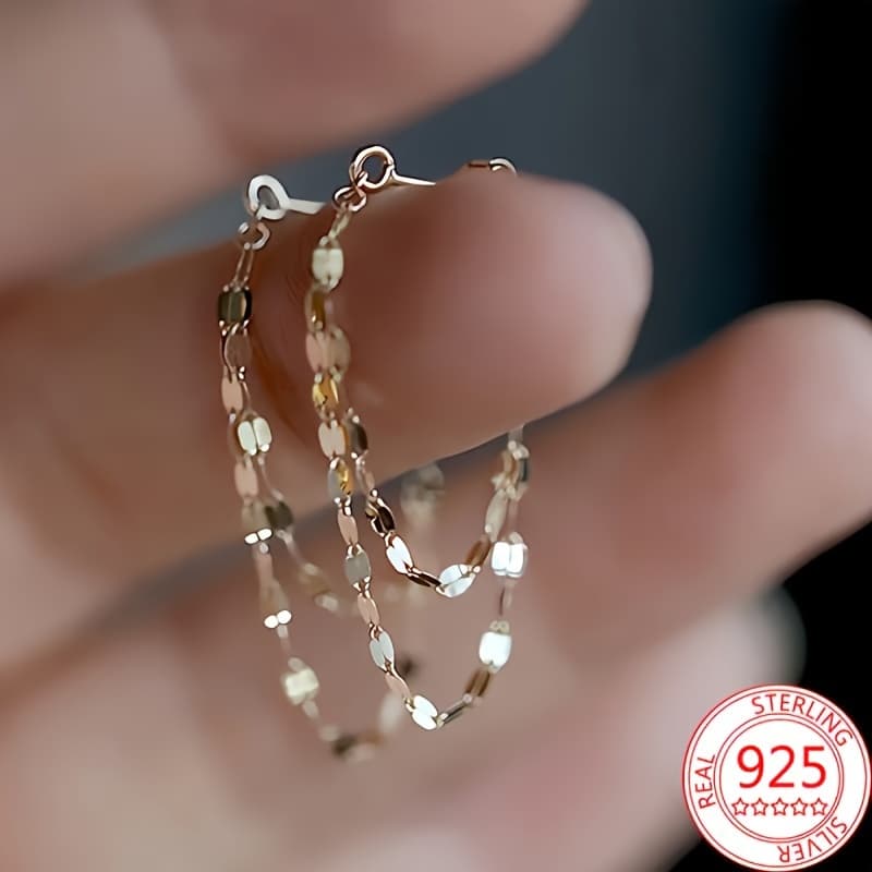 TEMU 925 Sterling Silver Bohemian Dangle Earrings With Hypoallergenic Chain - Design For Daily Casual Wear, Fashion Accessory For Women, Gift- Idea, Nickel-free And Plating-free, Choose
