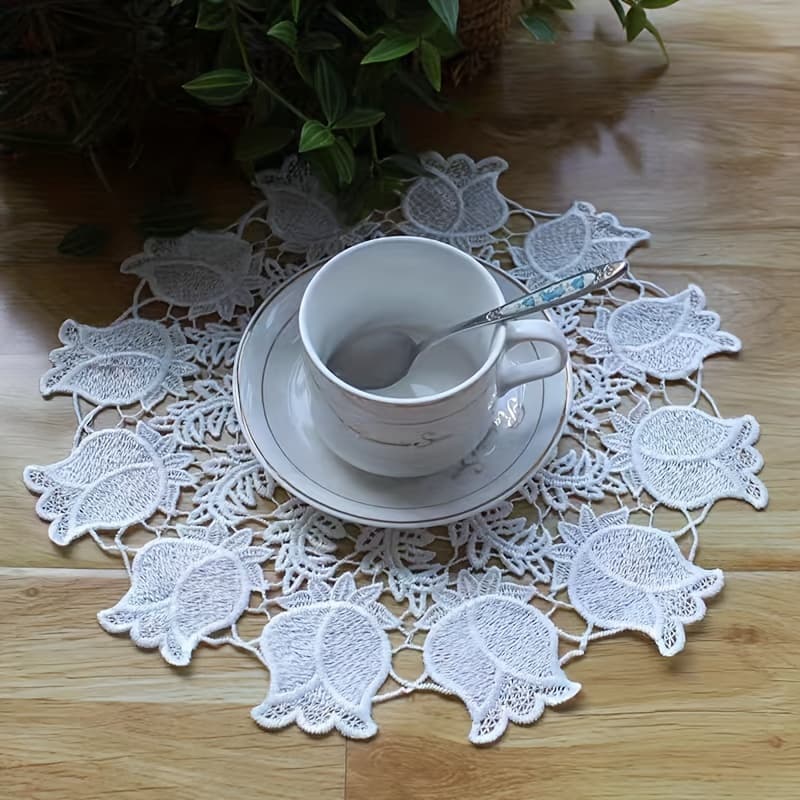 TEMU European-style Round Coasters And Bowl Mats, Fabric Table Mats For Dining, Plate Mats, Vase Mats, , Halloween, And Christmas Decorative Mats, Sold As A Single Piece