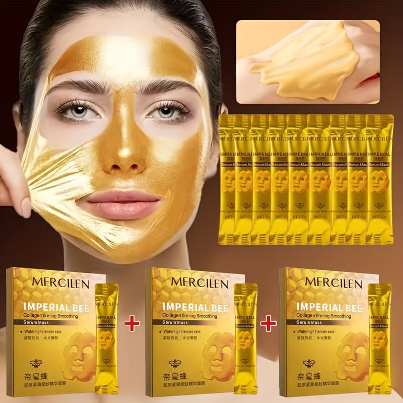 TEMU 3 Boxes Mercilen - With , Nicotinamide, Hyaluronic Acid & Plant-based Squalane - Hydrating, Brightening, Face Mask For Sensitive Light Beige, Serum - Travel-friendly Skincare, Light Beige Color