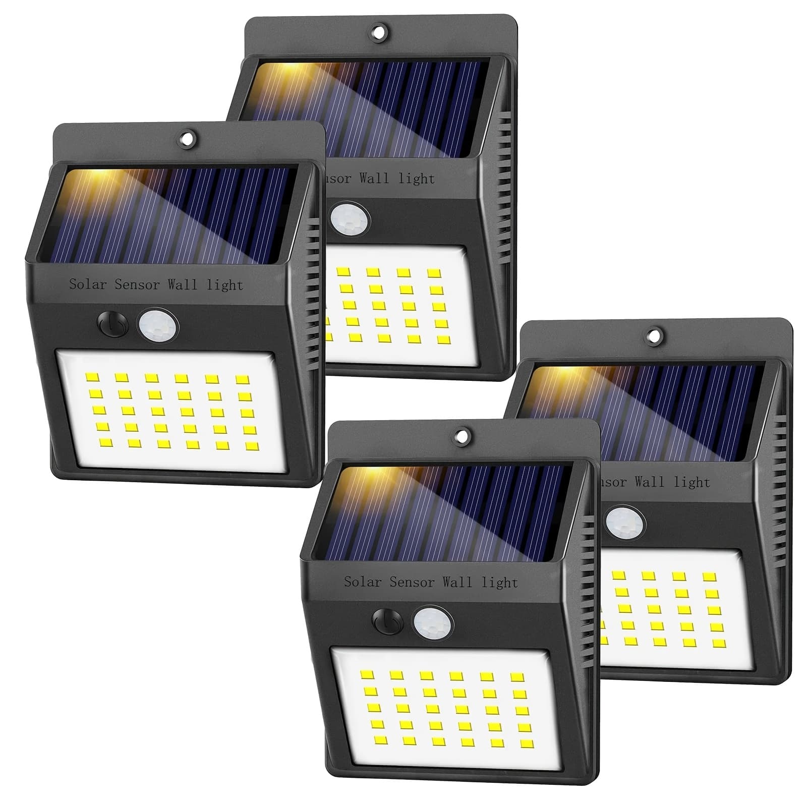 TEMU 4pcs Set Solar Outdoor Lights, Motion Sensor Safety Lights With 3 Lighting Cordless Solar Wall Light For Garden, Fence, Patio Deck, Garage, Courtyards, Summer Home Decor