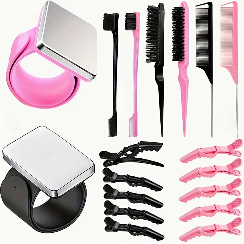 TEMU Iron Wrist Bracelet For Curling Hair, Silicone Patting Hair Styling Separator, Crocodile Clip For Hair Salon, Hair Clip For And Dyeing, Bangs Positioning Clip