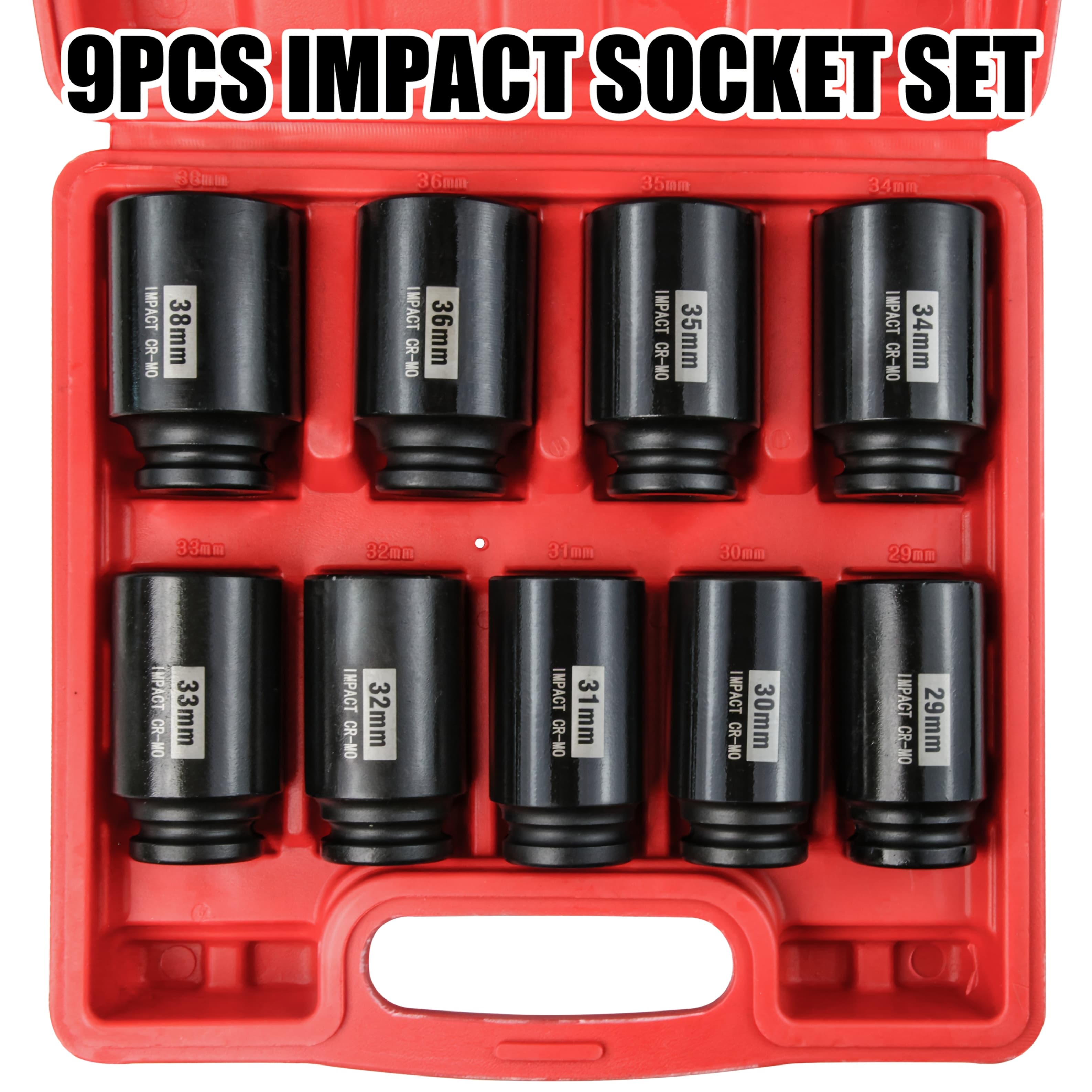 TEMU Seketman 9pcs Axle Nut Socket Set, Inch Drive, Impact Use, Metric Size, 29-38mm, Cr- Made With Black Phosphate Finish, Clear Laser Marking, 6-point, Work And Home Improvement Working Tool Set