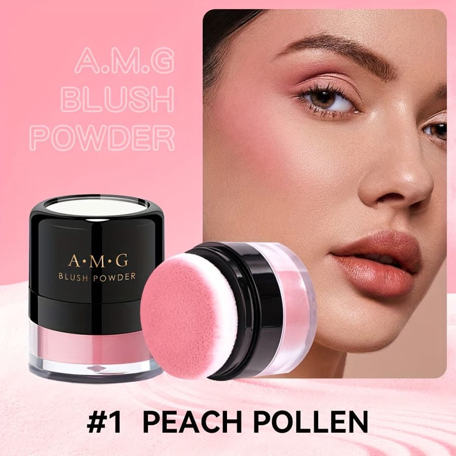 TEMU A Blush Powder Puff Natural, Providing Long-lasting Waterproof Color. It Brightens The Skin Tone And Lasts All Day, With Moisturizing And Shades Of Berry, Coral, And Pink, To Apply