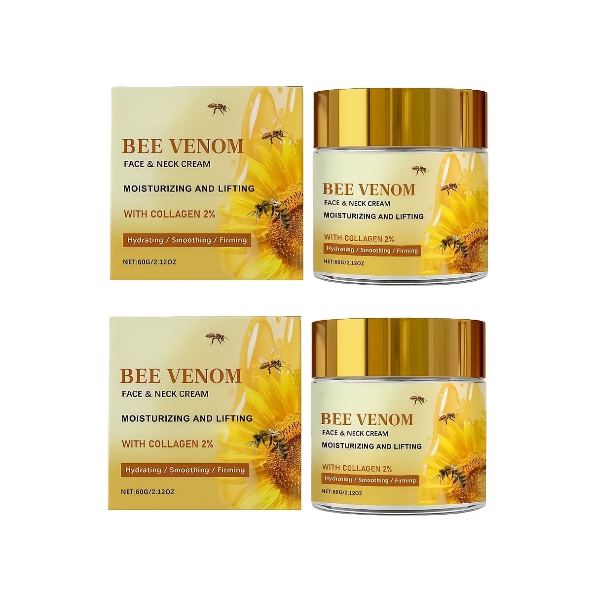 TEMU 2pcs Instant Firming Bee Venom Face Cream, Tightens Skin, Collagen Face Cream, And Wrinkles, Suitable For Types, Skincare, A Gift For, , Local Warehouse