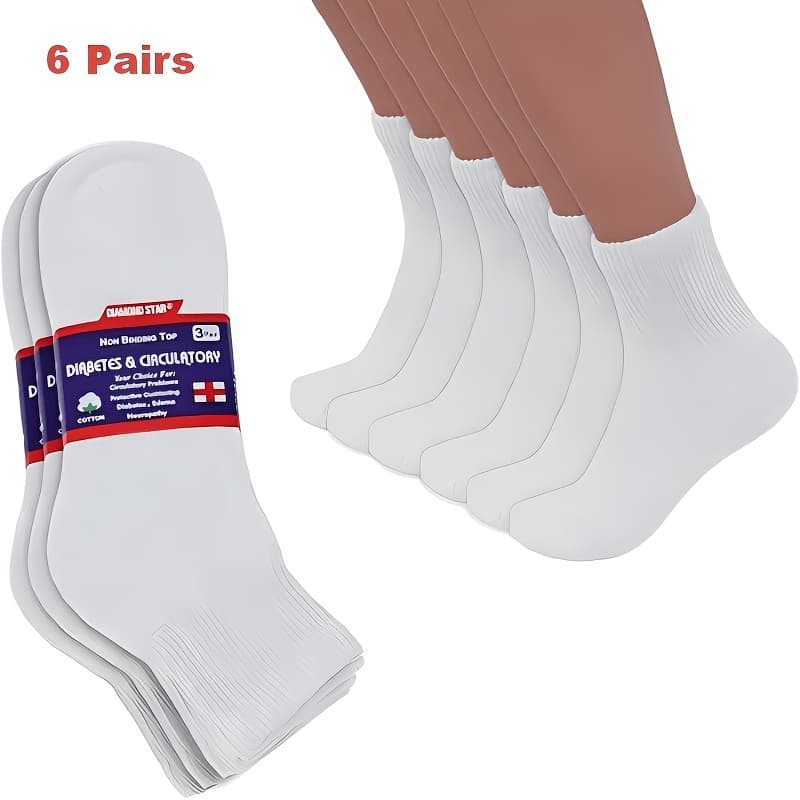 TEMU Non-binding Diabetic Socks (6 Pairs) Moisture-wicking Cushioned Sole Seamless Toe Ideal