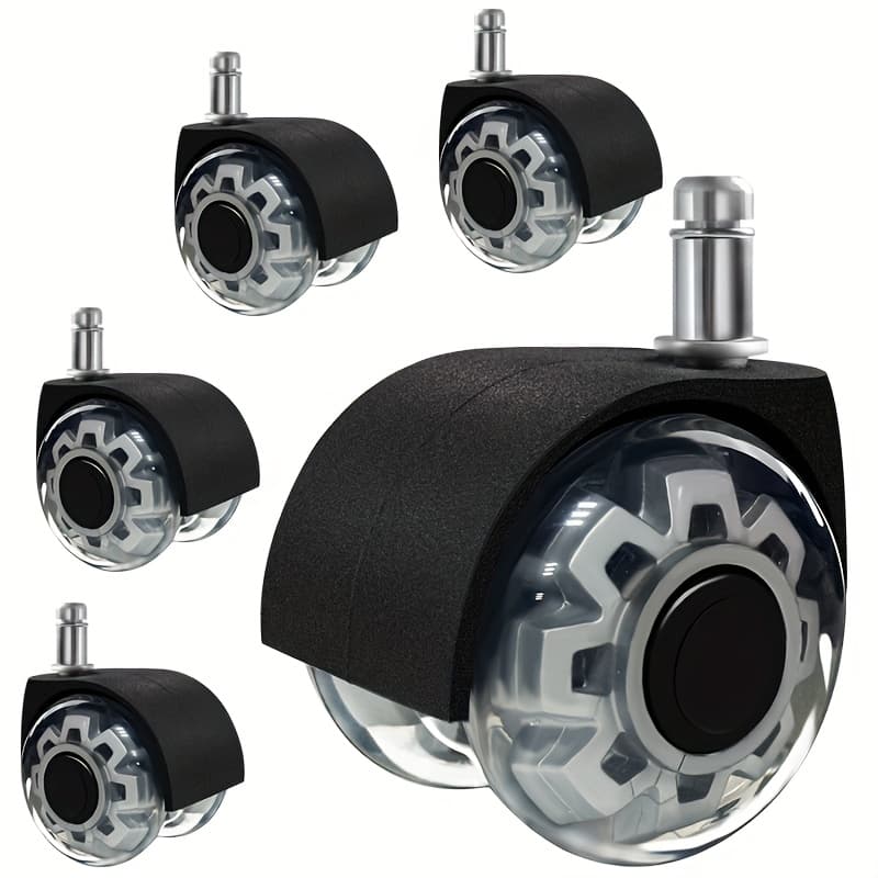 TEMU (5-pack)2 Inch Heavy Duty Gray Polyurethane Casters - Silent Swivel Wheels For Office/gaming Chairs & Home Furniture
