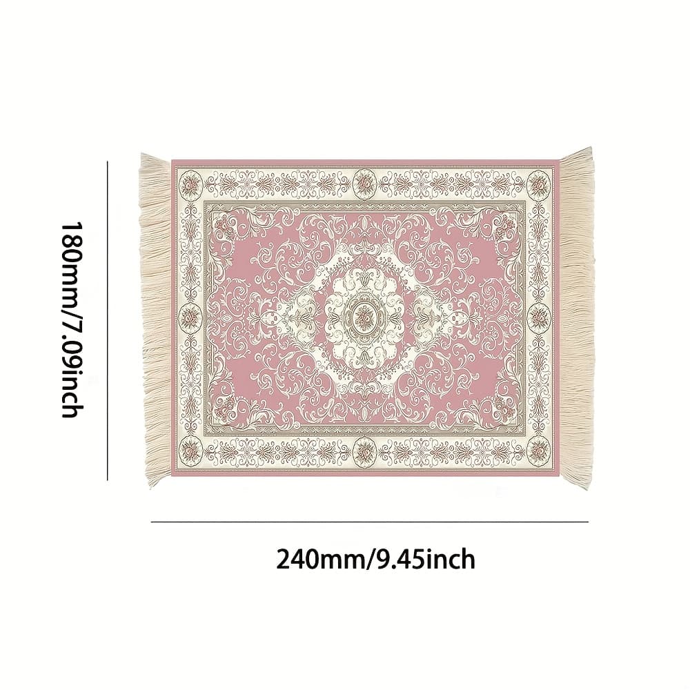 TEMU [retro Carpet Mouse Pad] Style Persian Woven Carpet Mouse Pad With Tassel - Background Pattern, Laptop Mouse Pad - Persian Carpet, Home Office Desk Decoration, Coaster Decoration