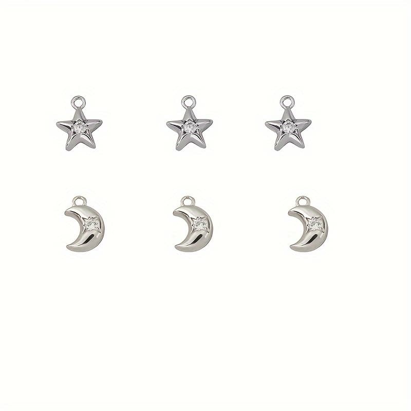 TEMU 6pcs Star And Moon Necklace Pendants For Jewelry Making Crafting Additions