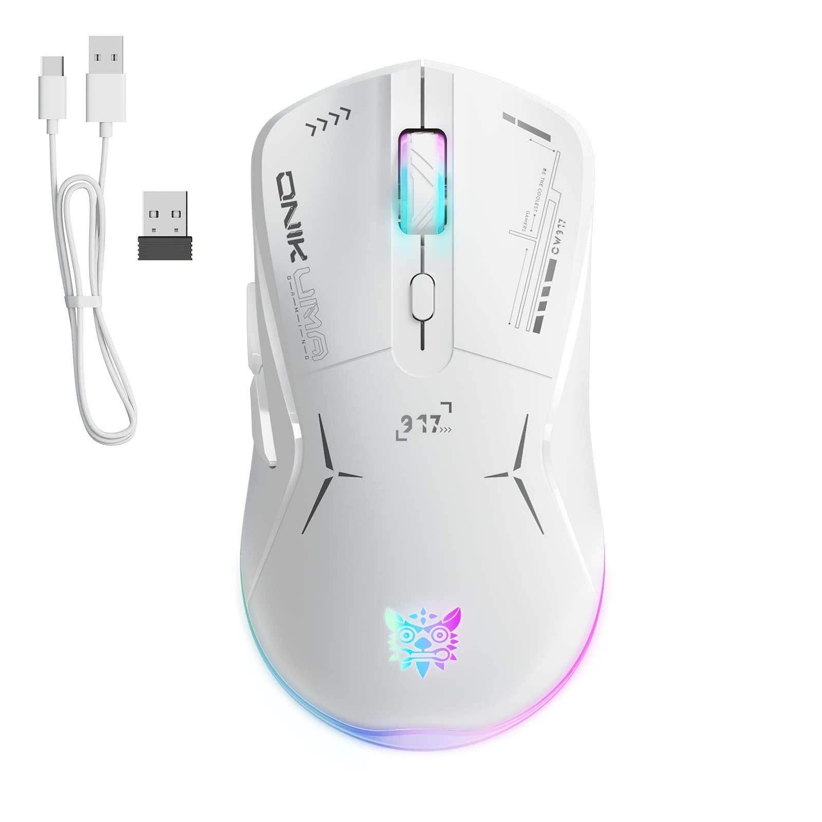 TEMU Wireless Mouse | 2.4g And Type-c Wired Connection, Long-lasting , Portable And Easy To Carry, Rgb Light Effect, 4800 Cpi Optical Sensor, 3600 Dpi, Compatible With Windows Pc/laptop And