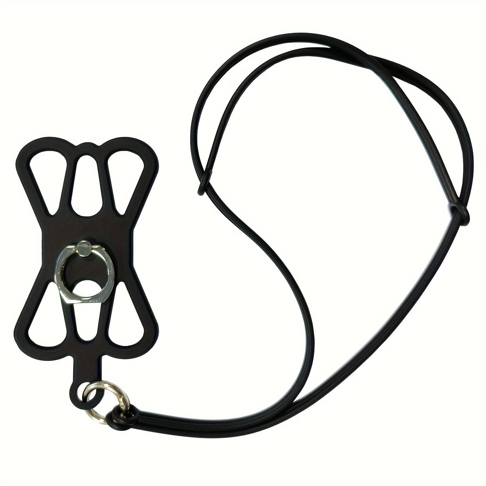 TEMU Universal Anti-drop Finger Ring Holder For Cell Phones Sized 4.7 To 6.3 Inches, Featuring A Lanyard And A Hollow Silicone Strap For Phone Cases
