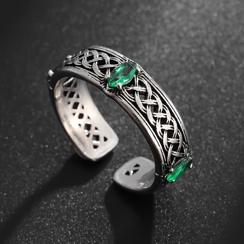 TEMU 1pc Inlaid Cubic Synthetic Synthetic Zircon​​ Celtic Knot Ring Witchcraft Witch Knot Open Adjustable Ring Jewelry For Men And Women, For Halloween