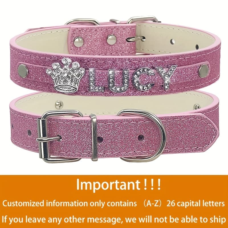 TEMU Personalized Dog Collar Pu Leather Puppy Cat Id Collars With Id Name, Customized Dog Pendant Tag Decoration - Accessory For Small Medium And Large Dogs