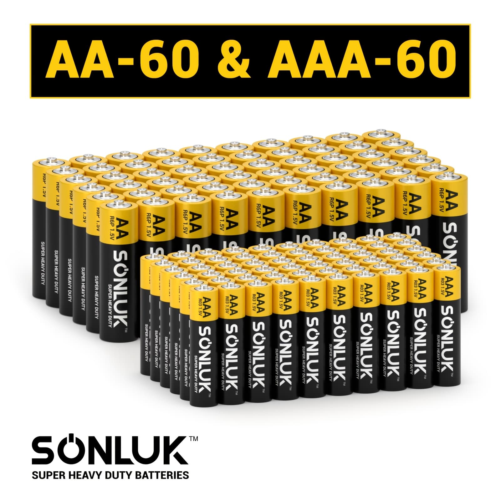 TEMU Aa Batteries 60 Pack & Aaa Batteries 60 Pack Combo (120 Pack), 1.5v Heavy Duty Carbon -performance Battery, Mercury/cadmium/, Perfect For Remote Controls,