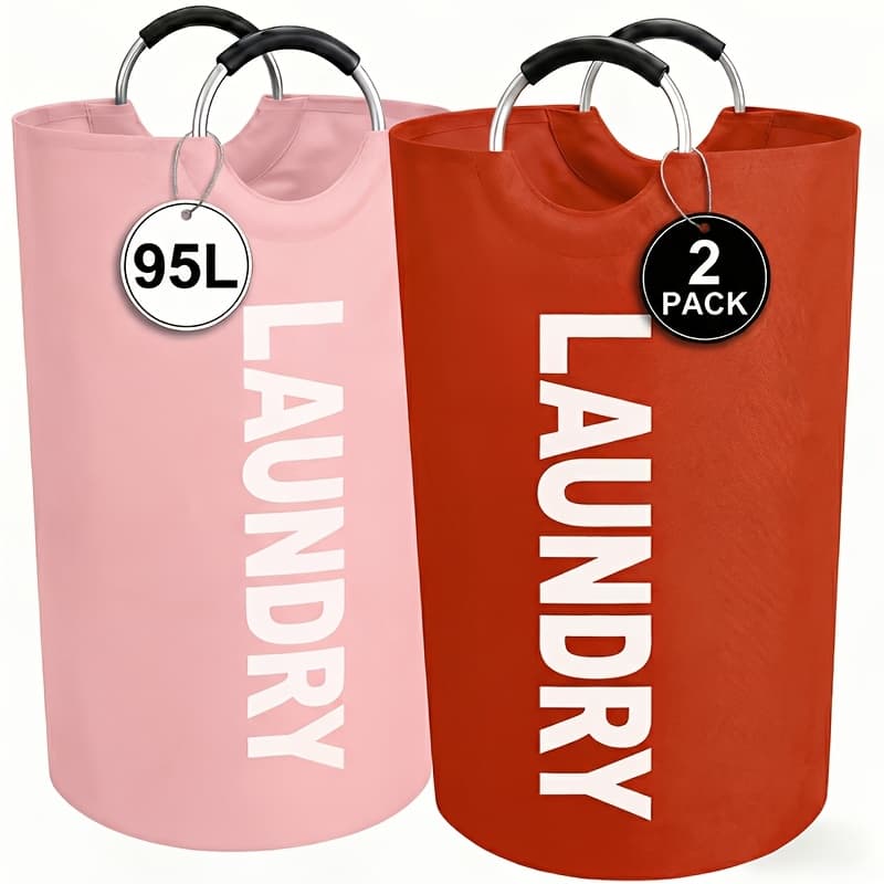 TEMU 2pcs Large Laundry Basket | Foldable, Elevated, High Quality With Half Ring | Brand: