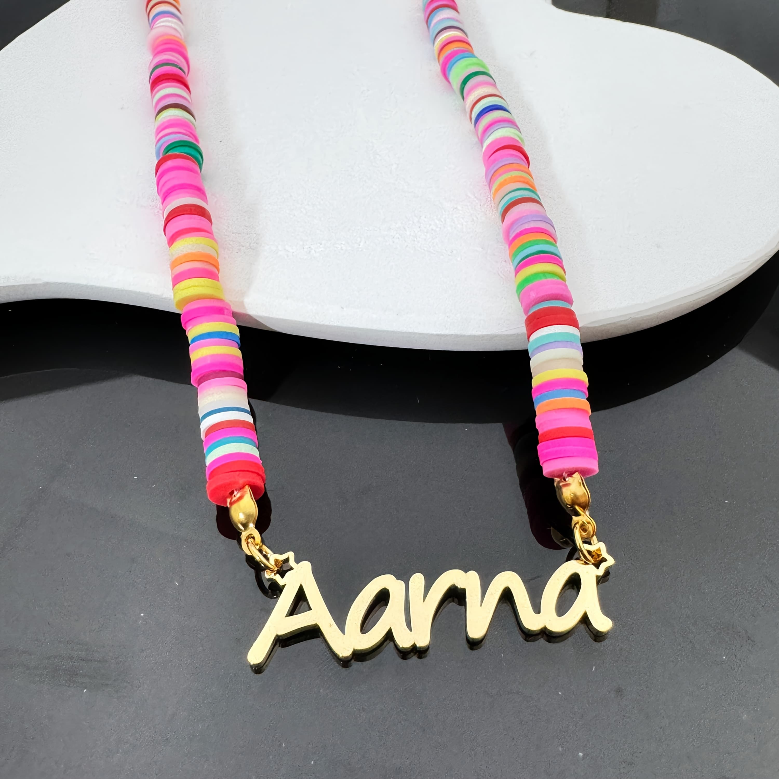 TEMU Personalized Minimalist Name Necklace, Handcrafted Nameplate Pendant, Delicate Jewelry Gift For Her Featuring A Soft Rainbow Chain.