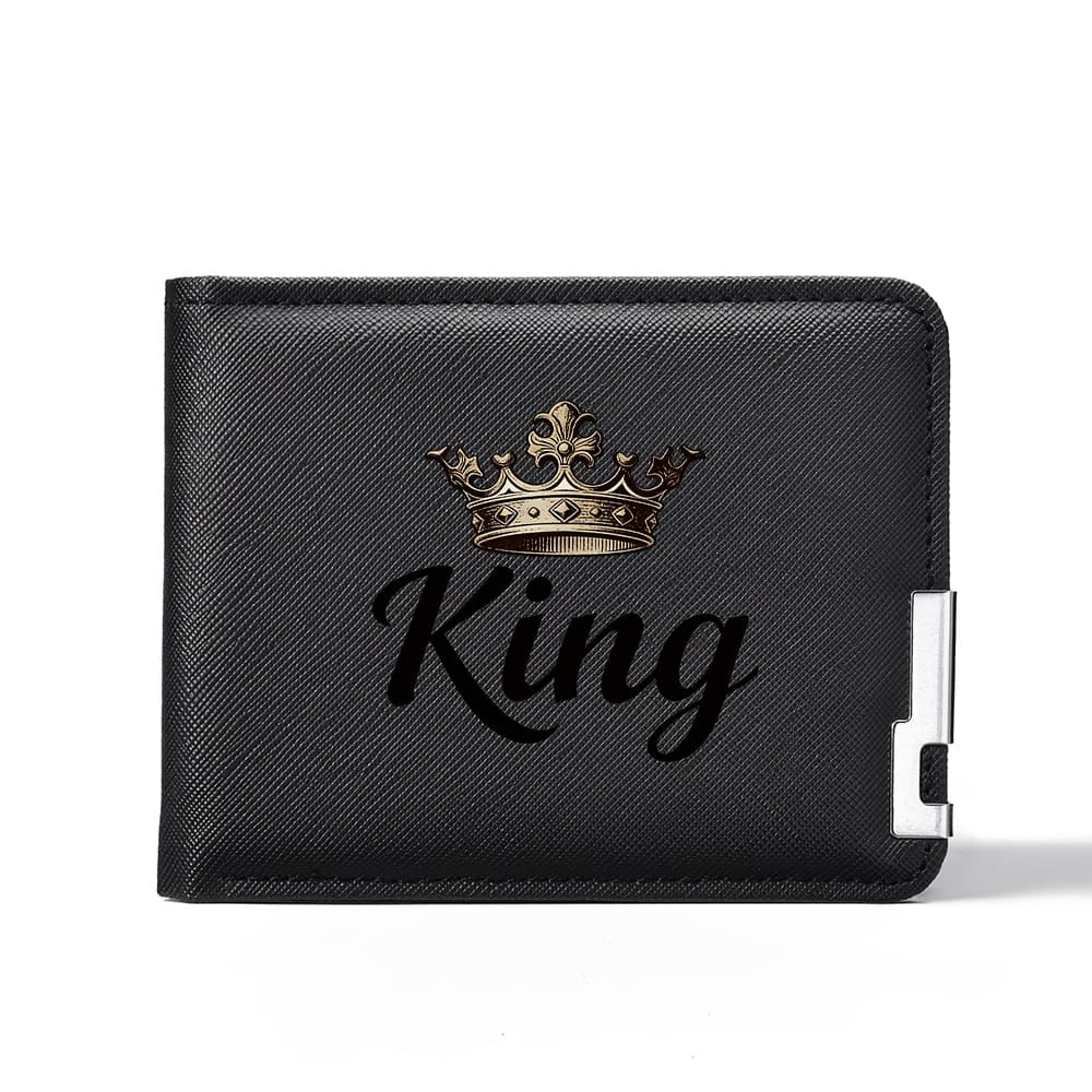 TEMU 1pc King Letter Print Men's Wallet, With Crown Print Coin Purse - Multi-card Slot Credit Card Holder, Suitable For Daily Use And Holiday Gifts