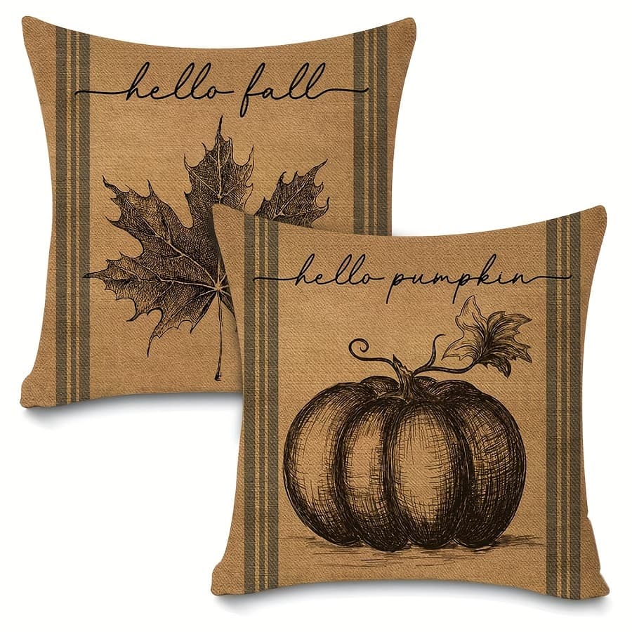 TEMU 2pcs Fall - & , Burlap For Decor, Zip , - 16x16, 18x18, (no )