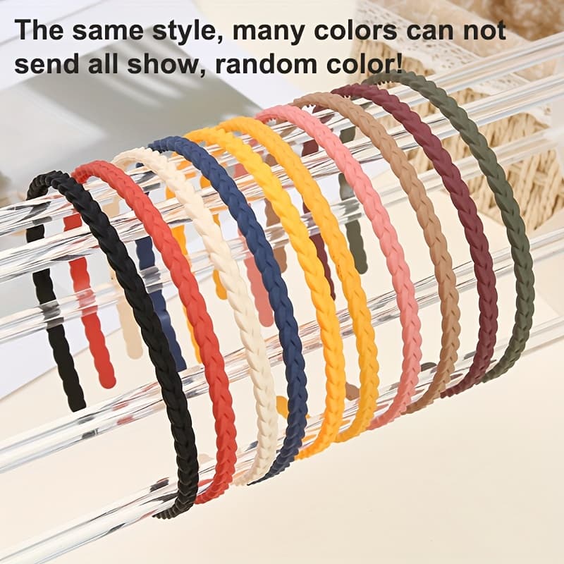 TEMU 10pcs Set Of Frosted Non-slip Braided Women's Hair Bands, Easy Temperament Headdress Face Applicable Netroots With Style Hairpin (random Colours)