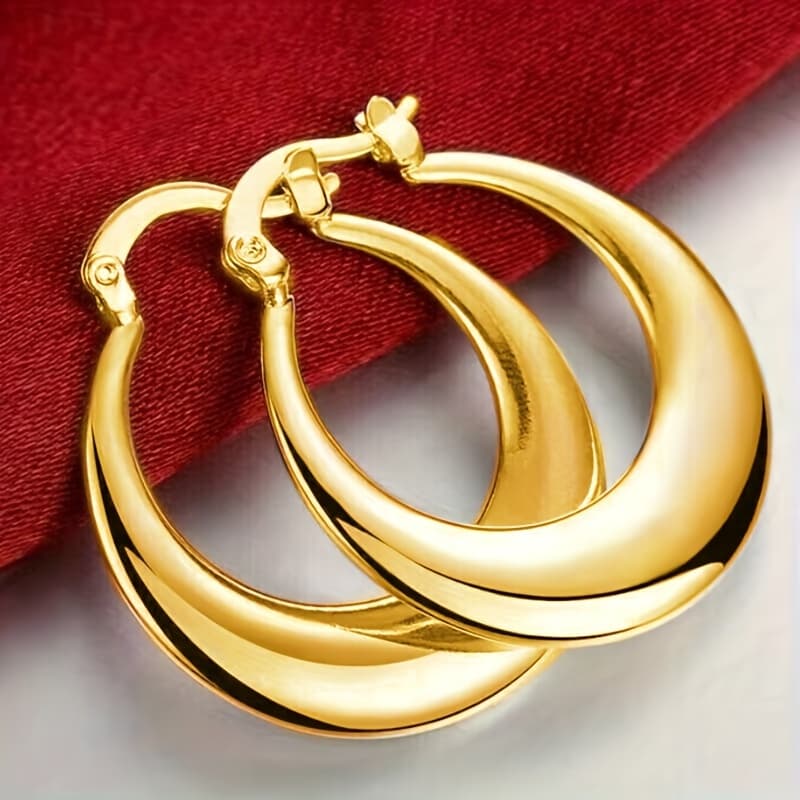 TEMU A Pair Of Simple Golden Circular Earrings For Ladies, Suitable For Daily Casual Parties, Versatile And Trendy Ear Accessories