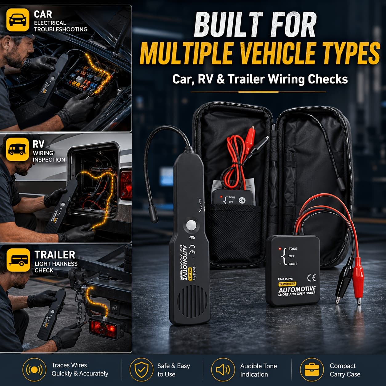 TEMU 2026 Upgraded Wire Tracking Testing Instrument Kit, Quickly Identify Broken Wires And Short Circuits, Used For Vehicle Maintenance To Check Cables Or Wires