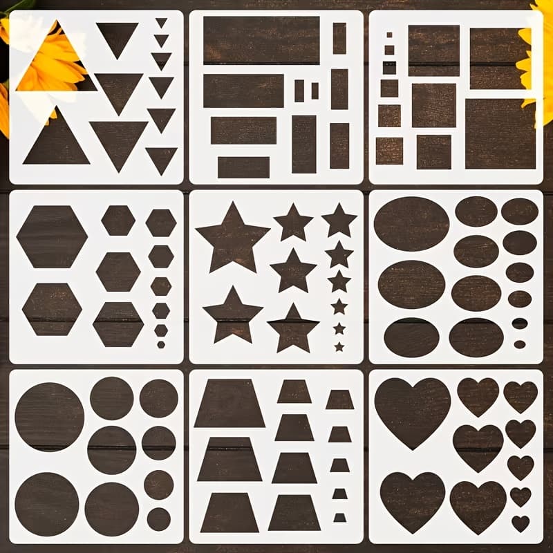 TEMU A Set Of 9 Drawing Templates, Basic Shape Plastic Drawing Templates, Geometric Shape Templates.