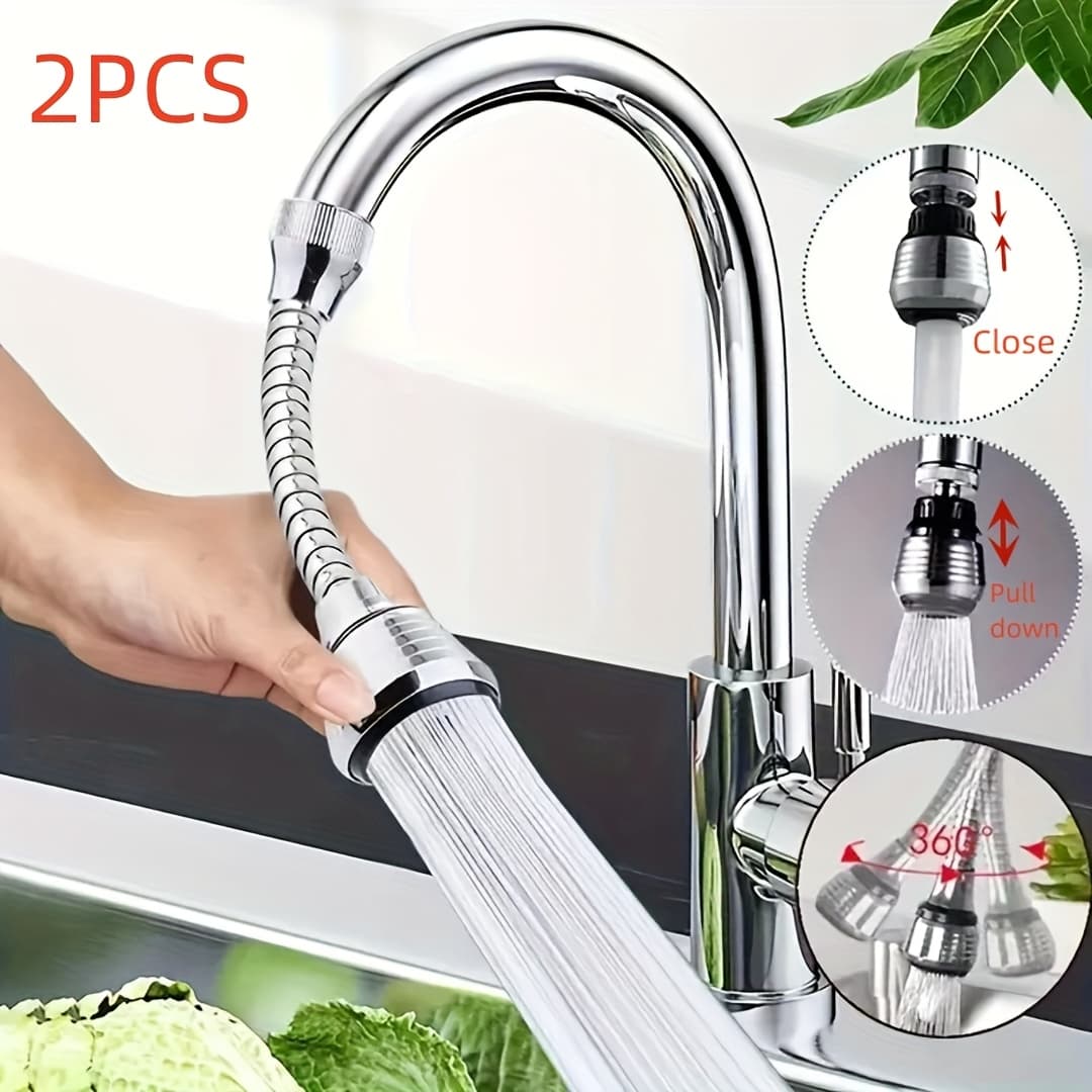 TEMU 2pcs Universal 360° Rotating Kitchen Faucet Extender - , Water-saving Aerator Nozzle For Balcony Sink & Bathroom, Can Easy Vegetable Washing And Sink