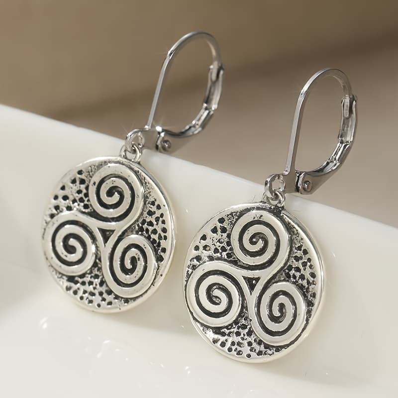 TEMU Silver-colored Amulet Earrings With A Bohemian Retro Style, Featuring Triple . Copper Accessories Are Magical And , Perfect For Yoga Enthusiasts And Ideal As Gifts For Daily Parties.