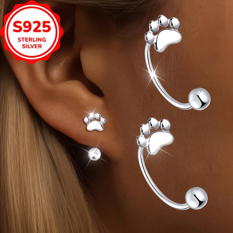 TEMU A Set Of Adorable 925 Shaped Like Prints - Beautifully Additions Perfect For Celebrations And , A Great Present For Ladies, Weighing 1.8 Grams, Stylish And Elegant With A Design