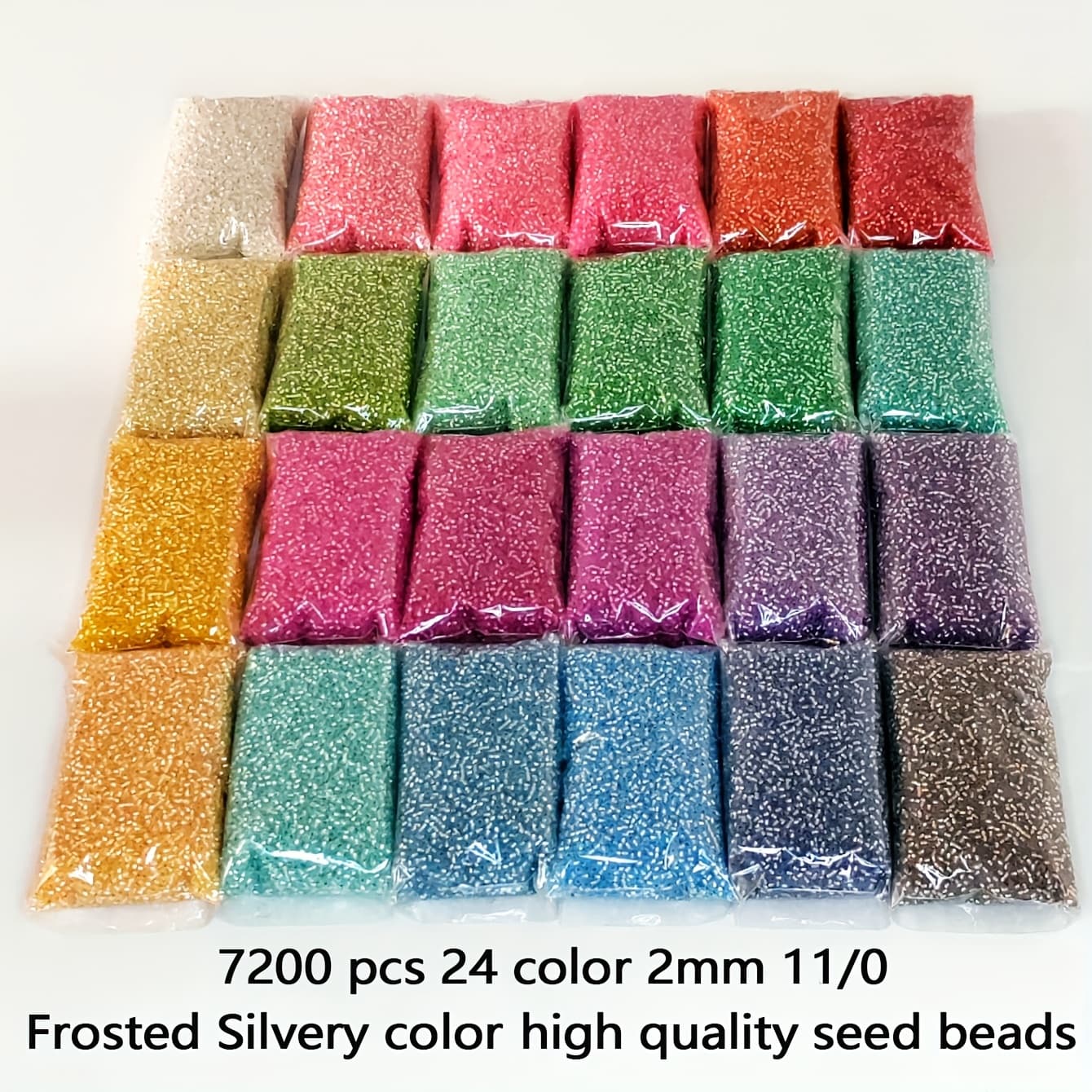 TEMU 7200 Frosted Silvery Lined Seed Beads, 24 Colors, 2mm, 11/0, Suitable For Beading, Loose Beads, Bracelets, Necklaces, , Gift For Or Mother