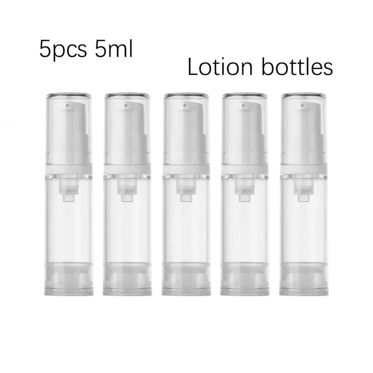 TEMU 5pcs Clear 5ml 10ml 1/3oz Plastic Airless Pump Lotion Vacuum Bottles Empty Refillable Cream Foundation As Material Subpackage Bottles For Travel