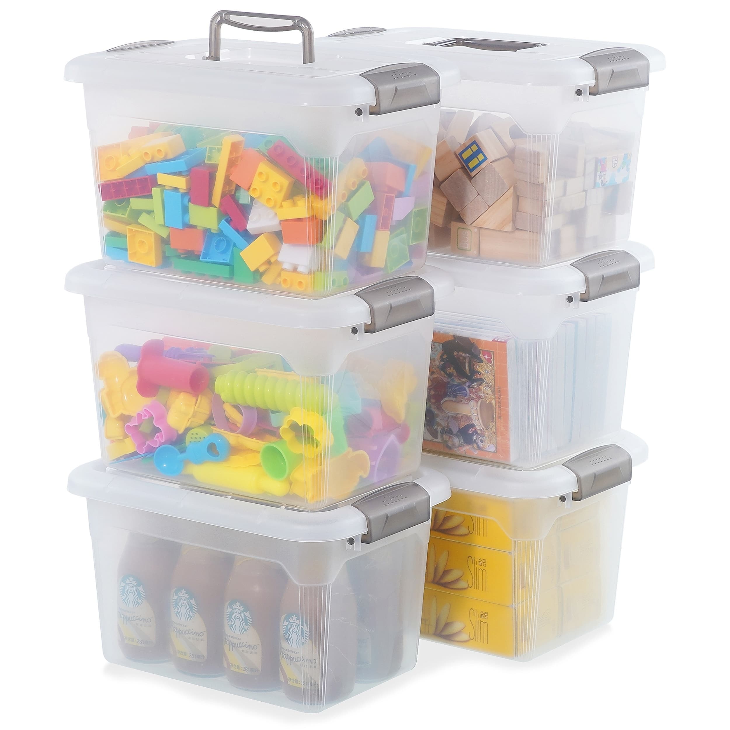 TEMU Set Of 6 Rectangular Plastic Storage Containers With Lids, Ideal For Organizing Small Items Like Jewelry And Other Additions, Perfect For Classification