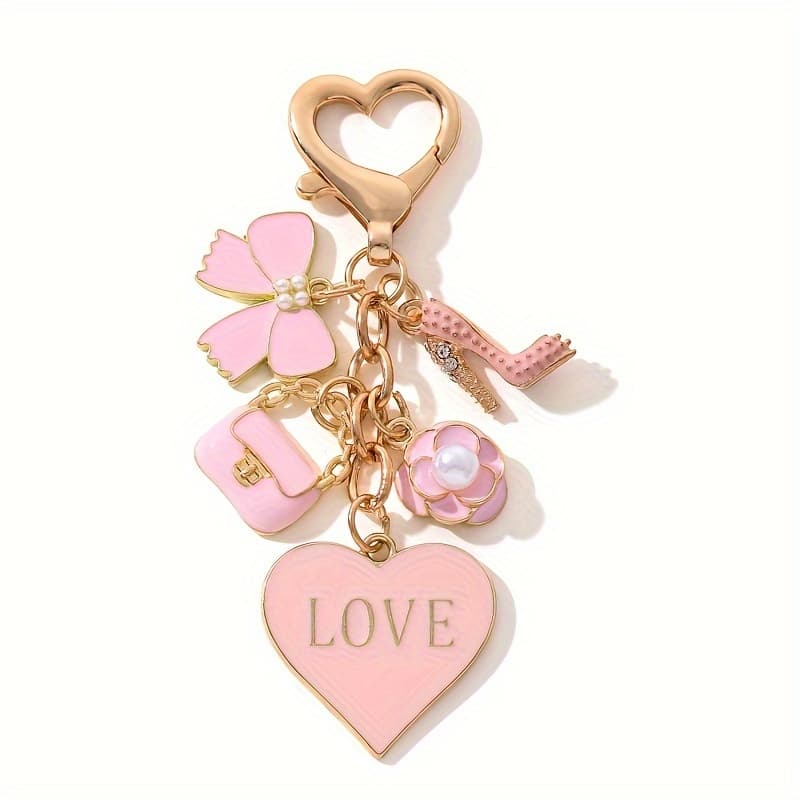 TEMU A Cute And Compact Pink Bag With A Heart-shaped Keychain, Perfect As A Mini Decorative Accessory Or Gift For Cosmetics