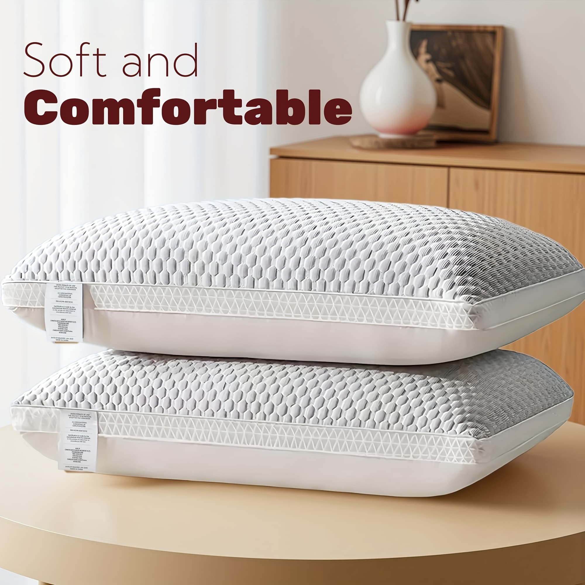TEMU 2pcs Rapid Cooling Pillow, 3d Honeycomb Design - Sleep Experience, Suitable For Thermal Sleepers And Deep Sleepers - Essential, Suitable For Bedroom And Sofa Use, With Experience, Gift For Family