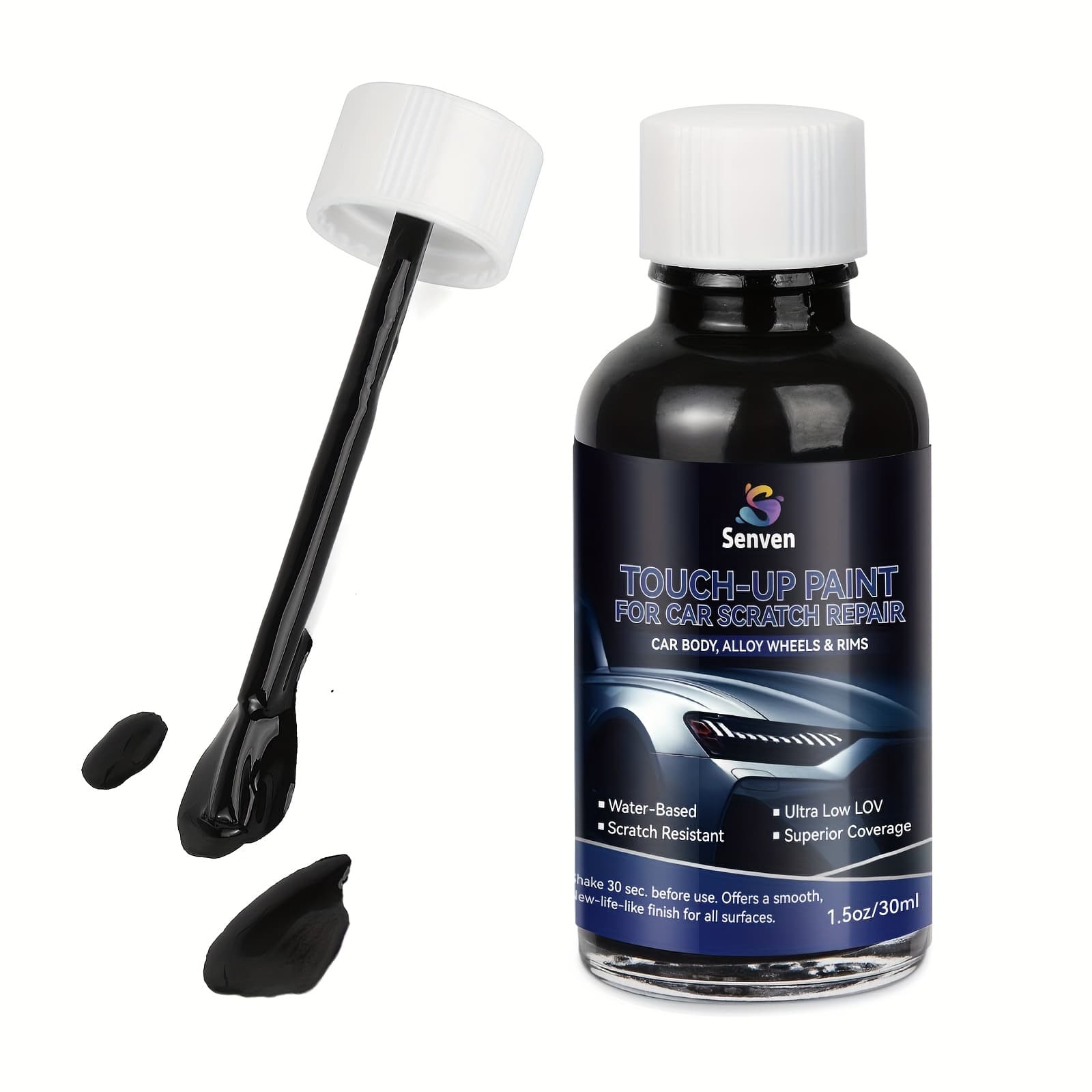 TEMU Car Black Paint Touch Up Cars Scratch Repair For Vehicles, Rim High-gloss Black Paint Pen 30ml Quick Drying Automotive Scratch Repair, Non-toxic 1.5 Oz