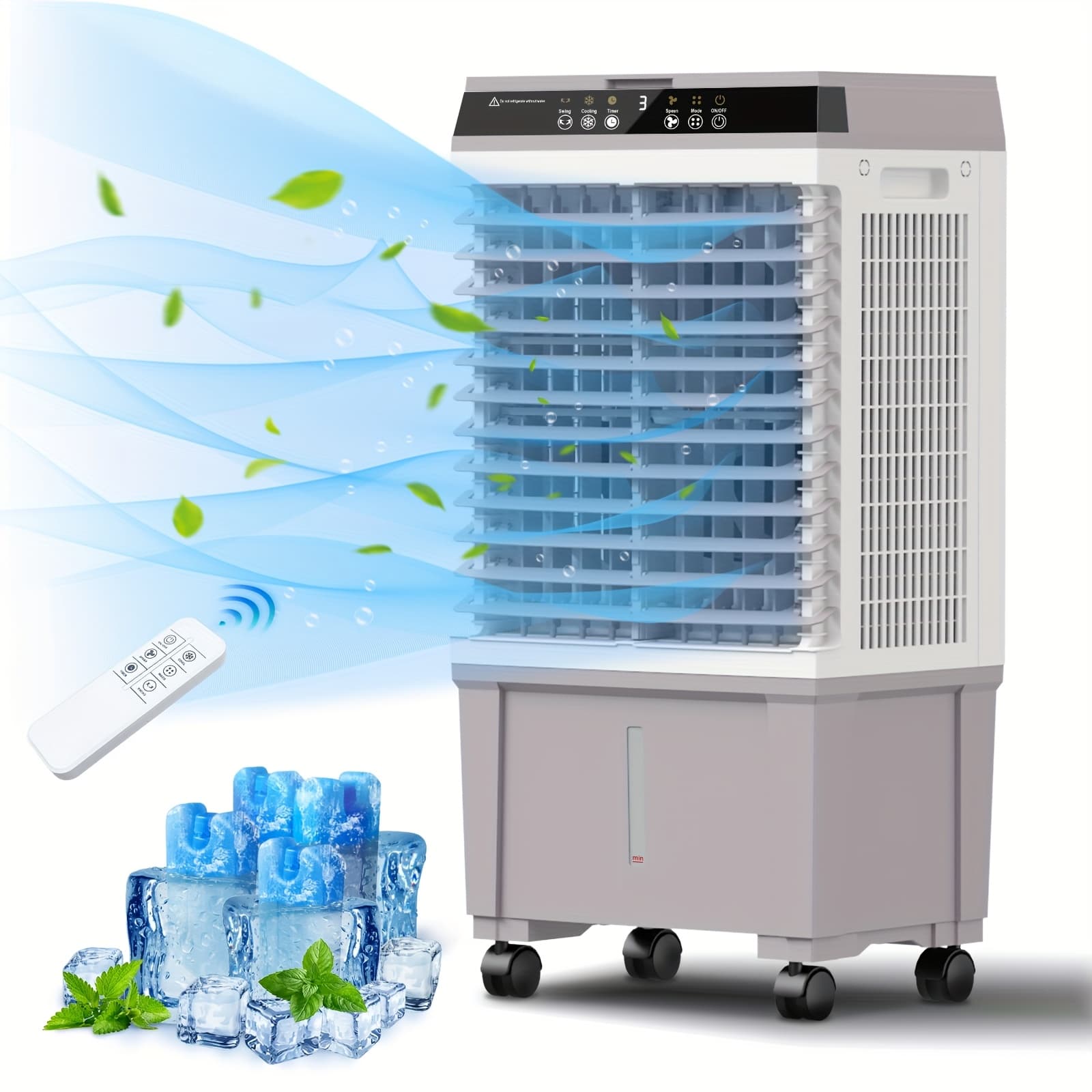 TEMU Evaporative Air Cooler, 1800cfm Swamp Cooler With 12h Timer, 110° , Remote Control & 5.3 Gal Water Tank, 3 , Packs, 3-in-1 Evaporative Cooler For Outdoor Indoor Use