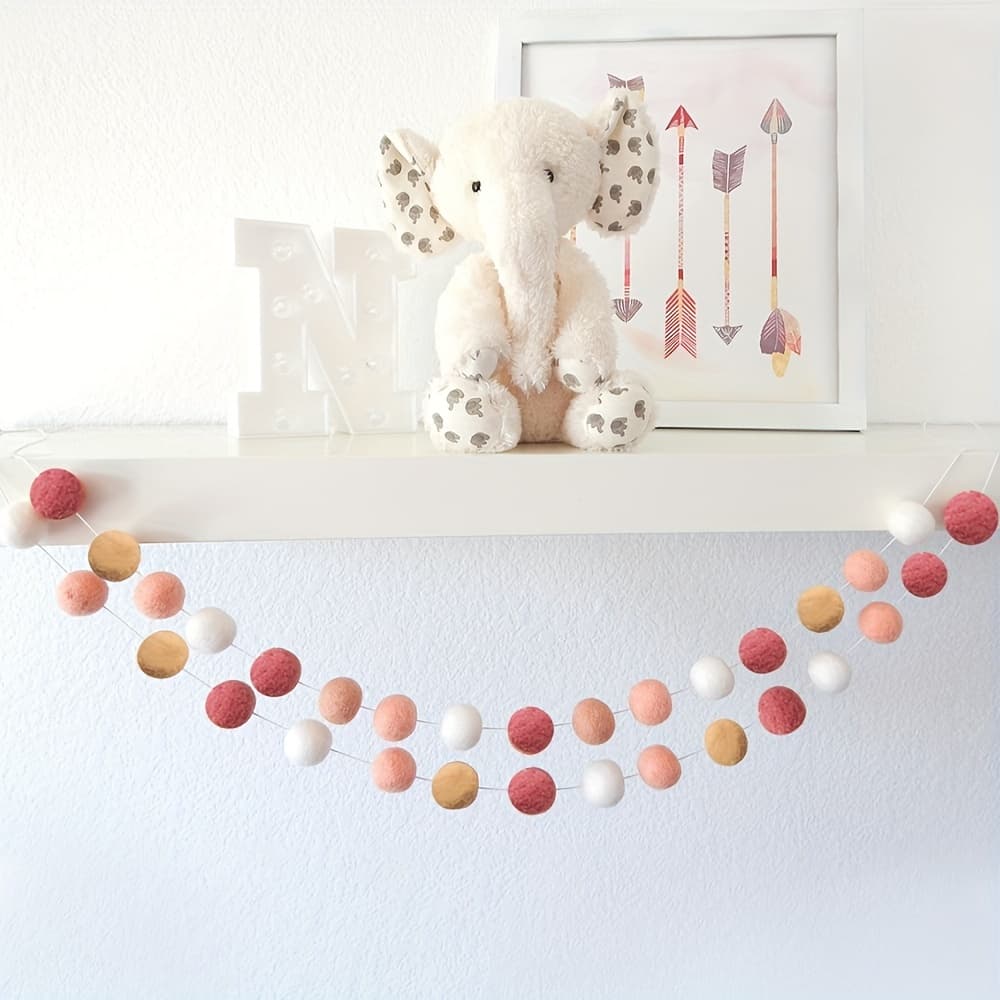 TEMU 1pc 2m Wall Hanging Decorative Colored Felt String Banner Wool Garland Decor
