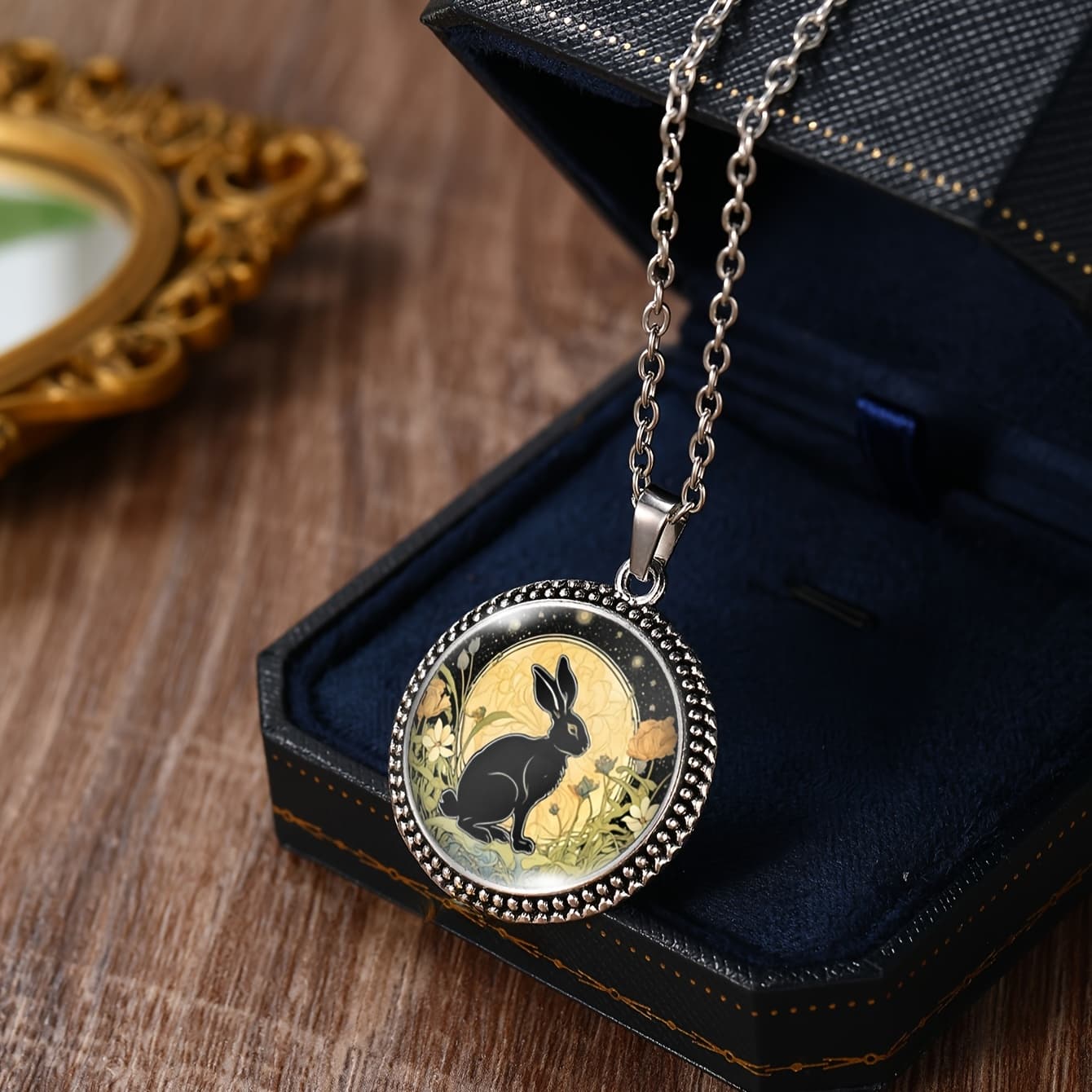 TEMU 1pc Vintage Moonlight Rabbit Necklace, Exquisite Charm Pendant Handmade Jewelry