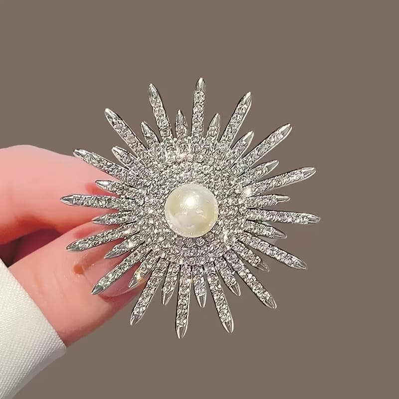 TEMU 1pc Shimmering Sunflower Autumn Winter Brooch New Style -end Fashion Brooch Suit Sweater Cardigan Matching Jewelry