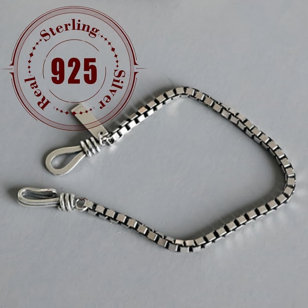 TEMU 925 Sterling Silvery Retro Bracelet With Cross - And Party Wear, 3.8g, 8.46in Length