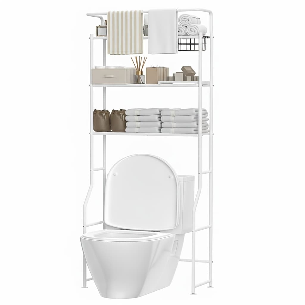 TEMU 3-tier Over Toilet Storage Basket And Hanger Rods - Space-saving Laundry Drying Rack, Washing Machine Shelf, Bathroom Organizer, Bathroom Decor And Additions