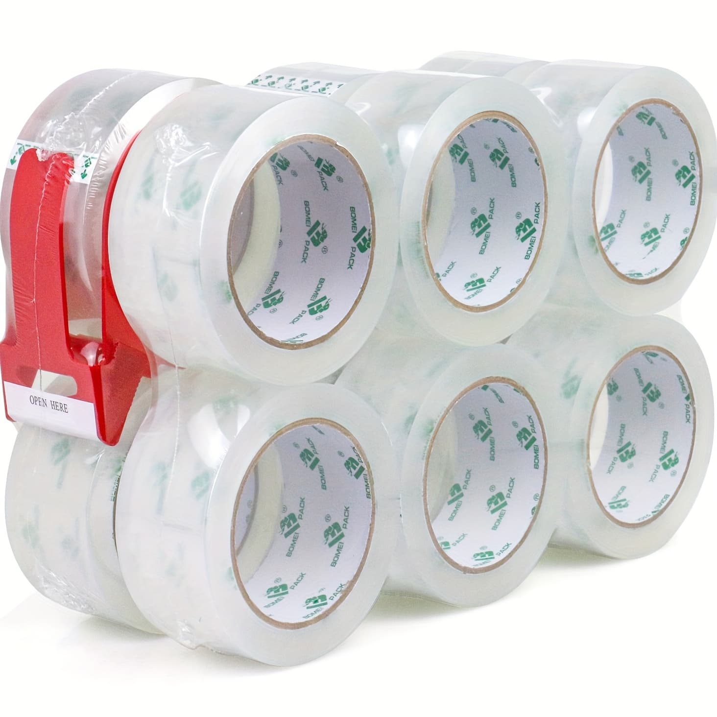 TEMU Pack Clear Box Sealing Tape, 12 Rolls With Dispenser, 48mm X 60y, Heavy Duty , Clear Packaging Tape For Schools, Offices, Homes, And
