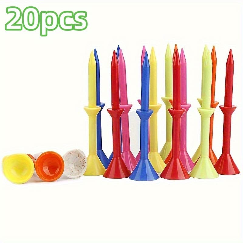 TEMU 20pcs Cup-shaped Golf Tees - Durable Plastic, (green, Orange, Pink, Yellow, Red, Purple, ) - Professional Golf Base For Golf Course