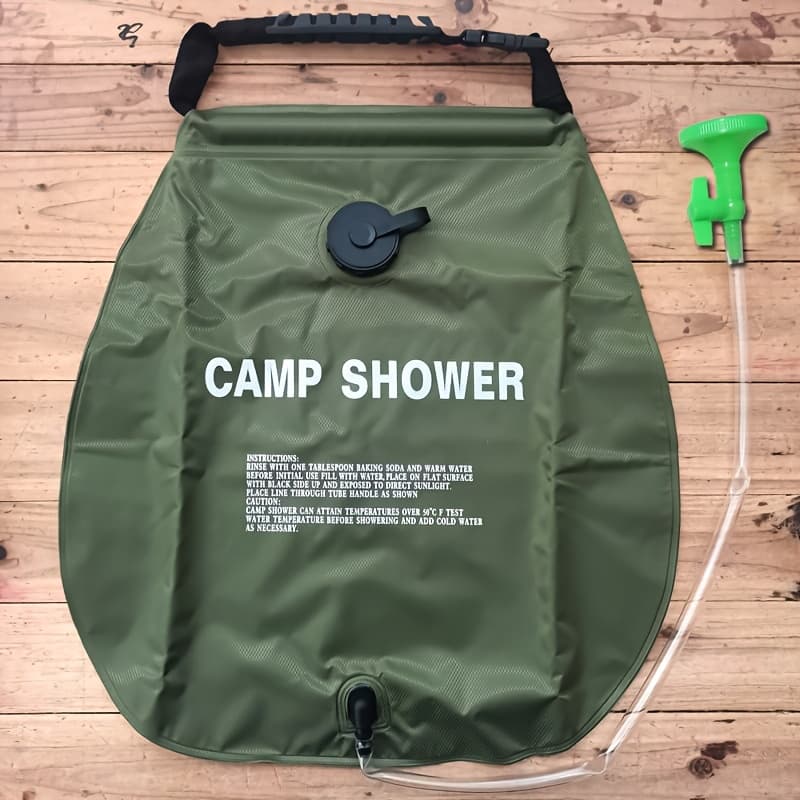 TEMU 5-gallon Solar Heated Camping Shower Bag - Portable Bath Bag With Removable Hose And Switchable Shower Head For Outdoor Travel, Climbing, Hiking, Beach And Swimming - Enjoy A Warm Shower !