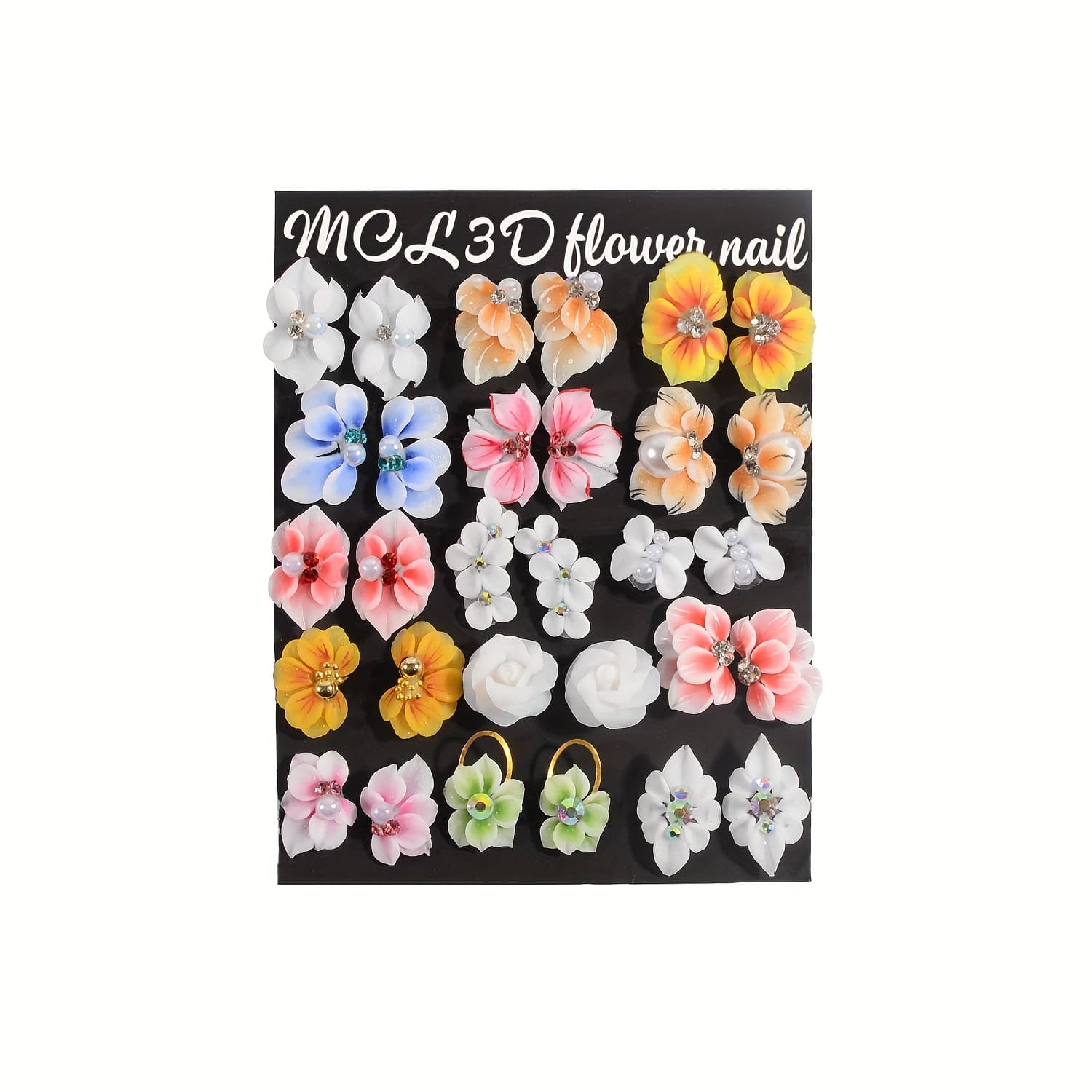 TEMU Of 3d Flower Nail Art Charm Handmade Acrylic Flowers, Mixing 15 Designs Of Nail Crystal Acrylic Flower Nail Art Charm For Women's Nail Decoration Gift - No Fragrance