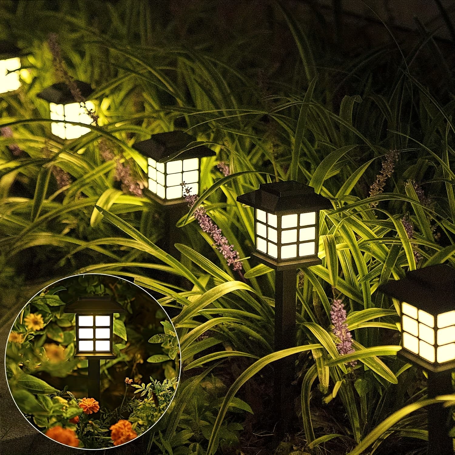 TEMU 12pcs Solar Outdoor Pathway Lights Led Solar Garden Landscape Lights