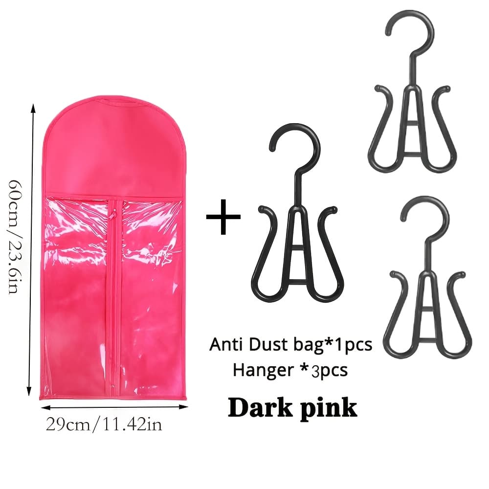 TEMU 4pcs Wig Storage Bag Set, Convenient Wig Protector, Includes 1 60cm Storage Bag And 3 Hooks, Wig Accessories For Wig Storage